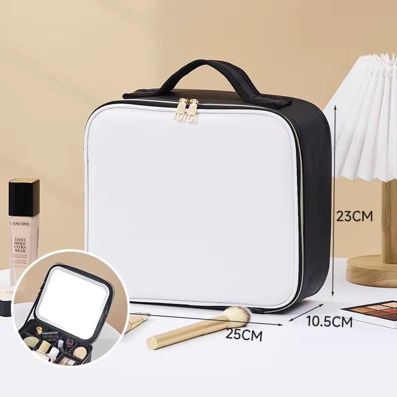 LED Cosmetic Case with Lights and Mirror Cosmetic Bag Large Capacity Premium Feeling Cosmetic Bag Luxury Makeup Bag